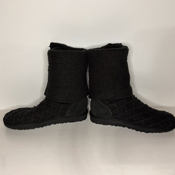 Ugg (3066) Cardy Lattice Knit Black Sweater 3 Button Boots Women Size 8 - Picture 6 of 10